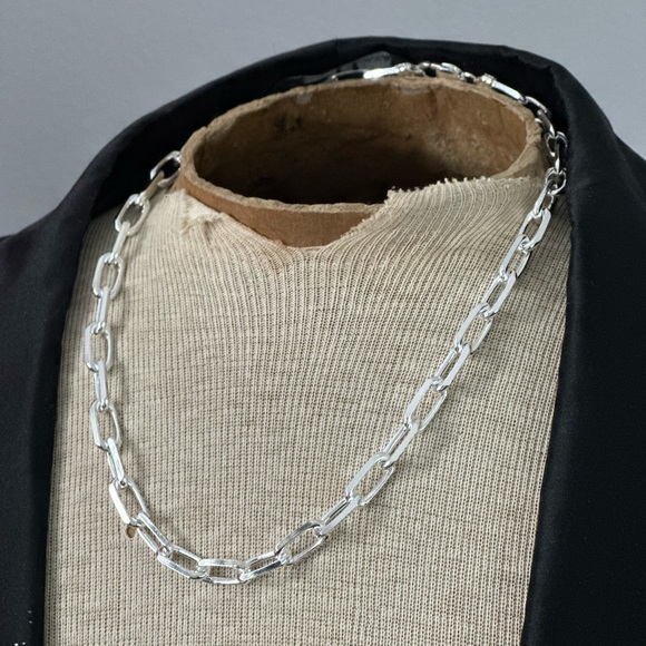 925 ITALY Sterling Silver Knife Cut 8.3mm Anchor Chain Men's Necklace - Picture 4 of 5